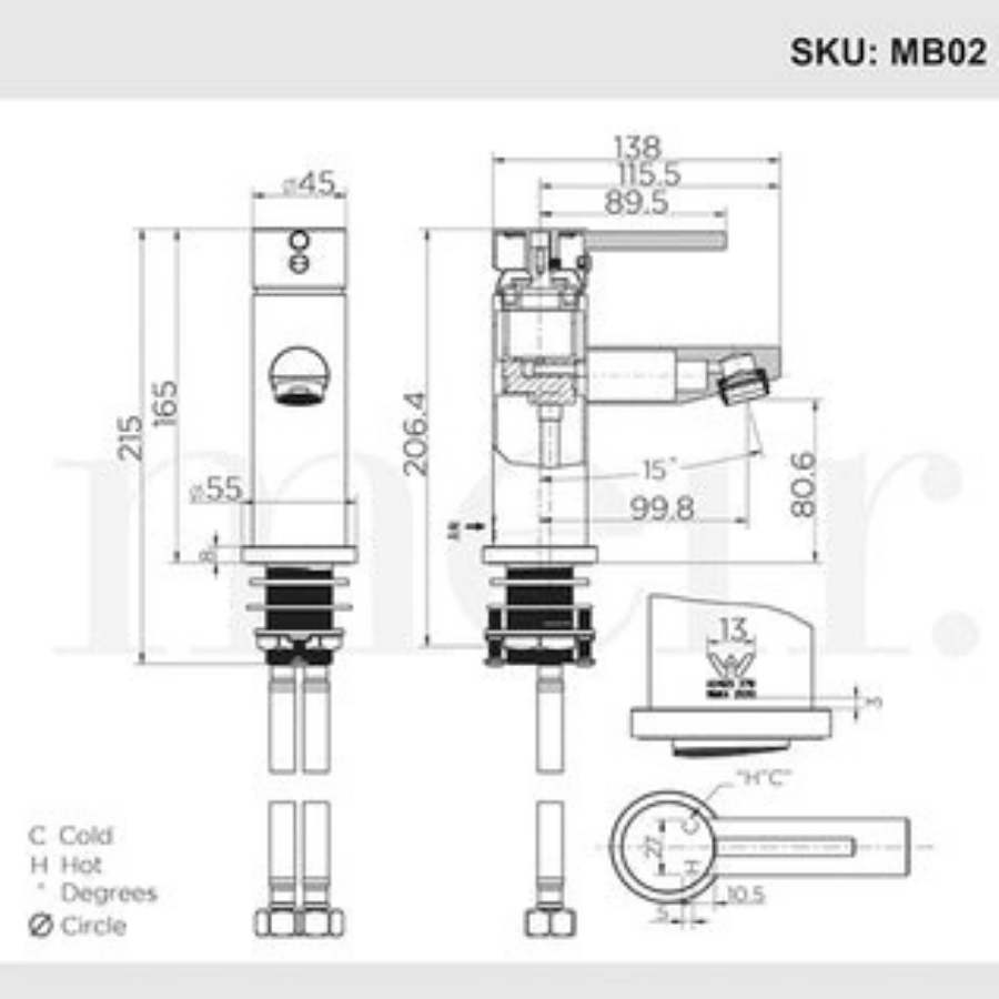 Meir Round Champagne Toilet Brush and Holder