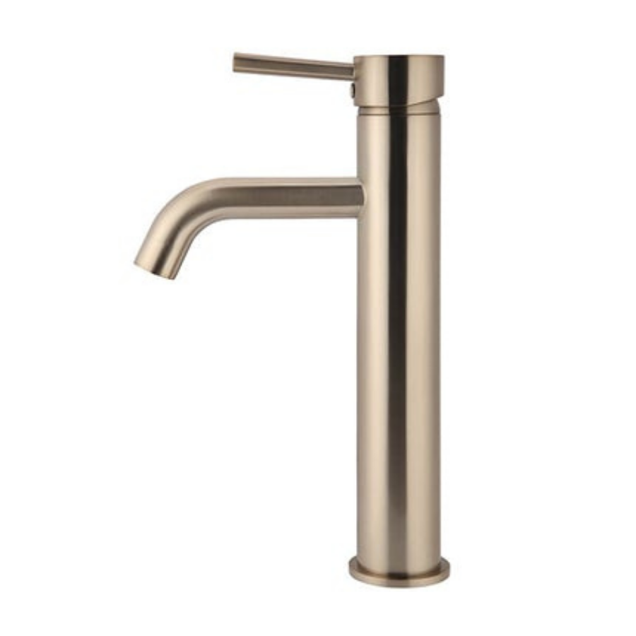 Meir Round Tall Champagne Basin Mixer with Curved Spout