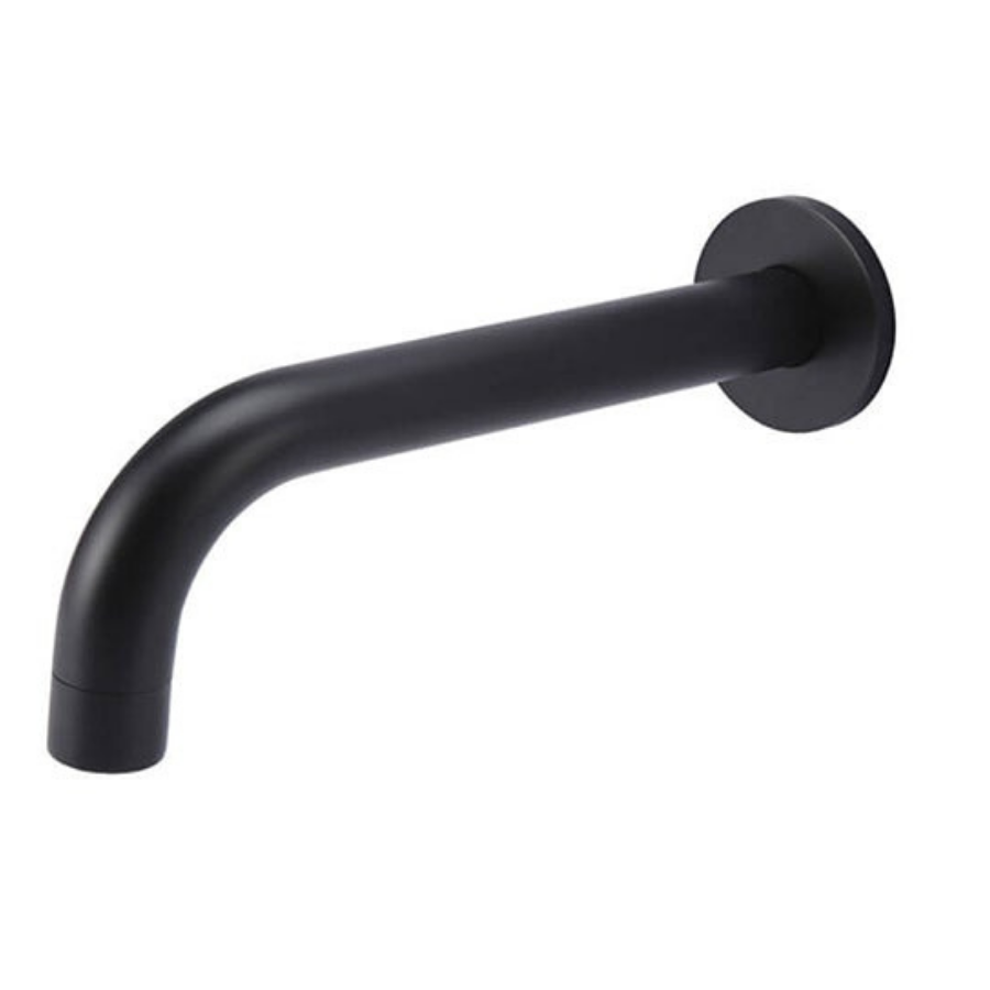 Meir Matte Black Round Curved Wall Spout 200mm