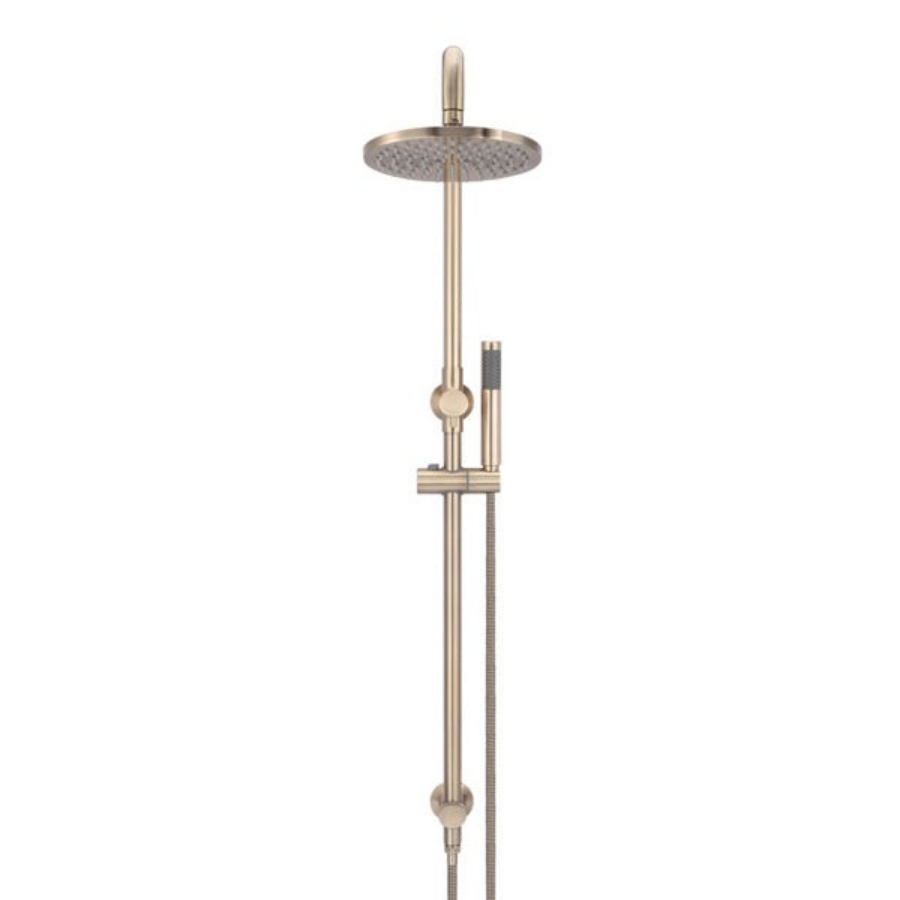 Meir Round Combination Shower Rail 200mm Rose & Hand Shower - Champagne