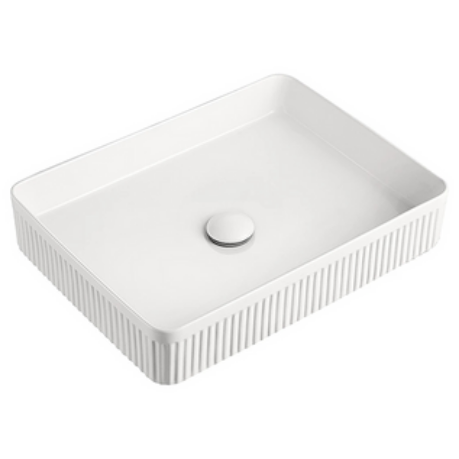 ADP Rectangular Fluted Above Counter Basin White