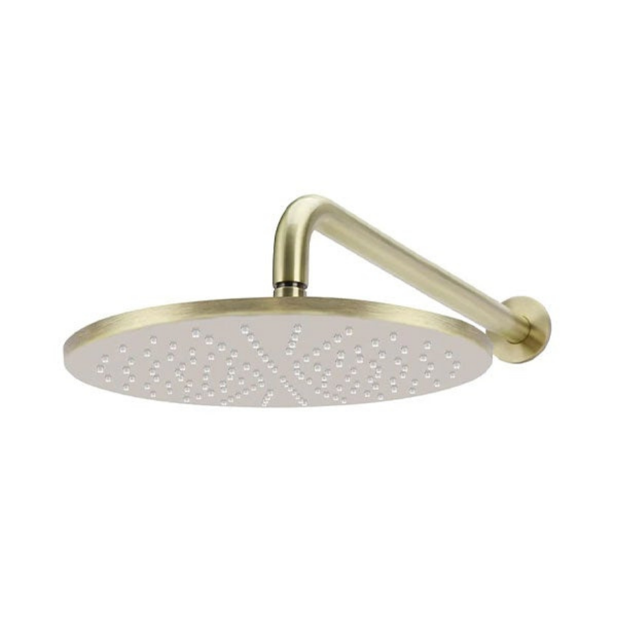 Meir Round Wall Shower 300mm Rose, 400mm Curved Arm Tiger Bronze