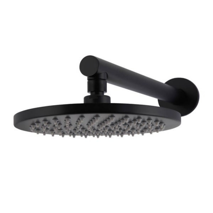 Meir Round Wall Shower 200mm Rose, 400mm Arm Matte Black