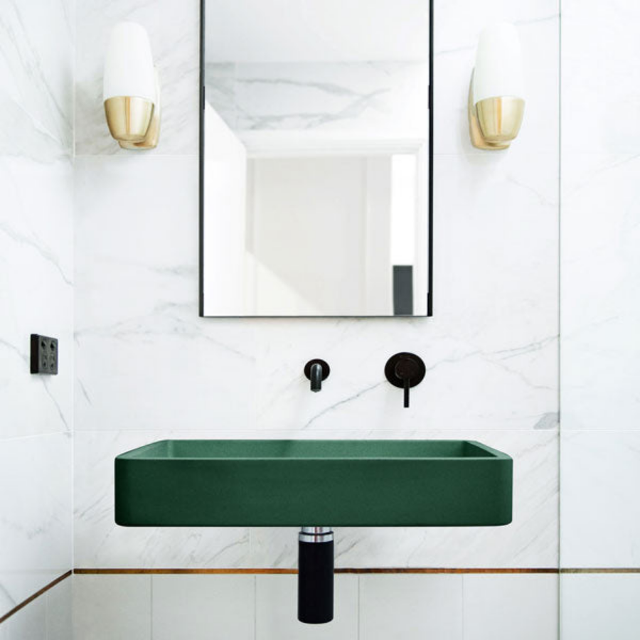 Nood Co Vesl Rectangle Basin Wall Hung Teal