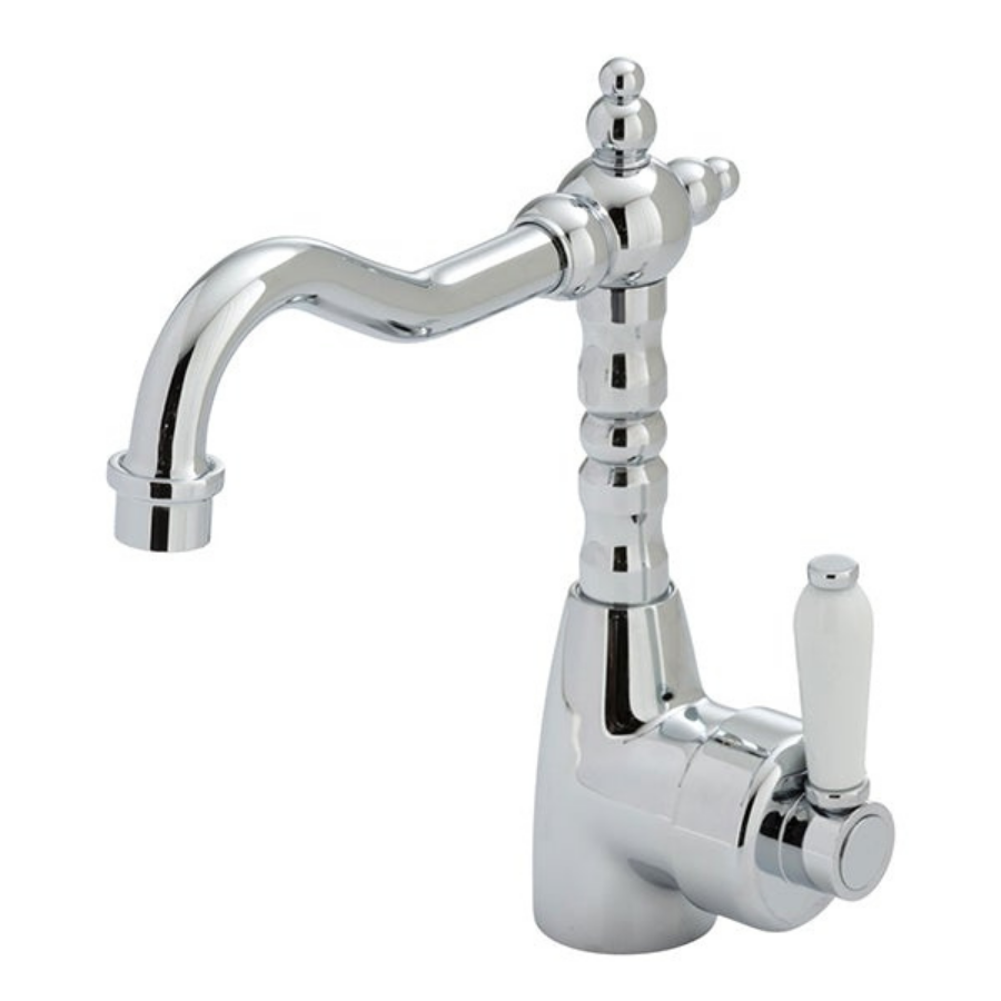 Fienza Eleanor Shepherds Crook Basin Mixer - Chrome/Ceramic