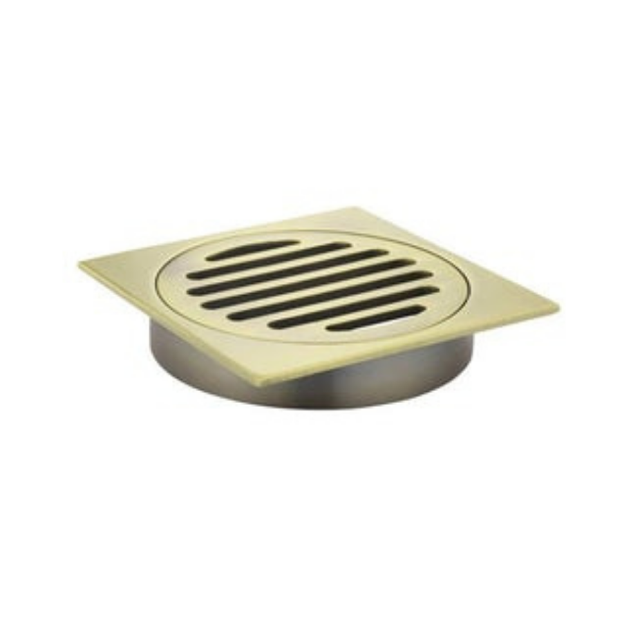 Meir Square Floor Grate Shower Drain 100mm Outlet - Gold