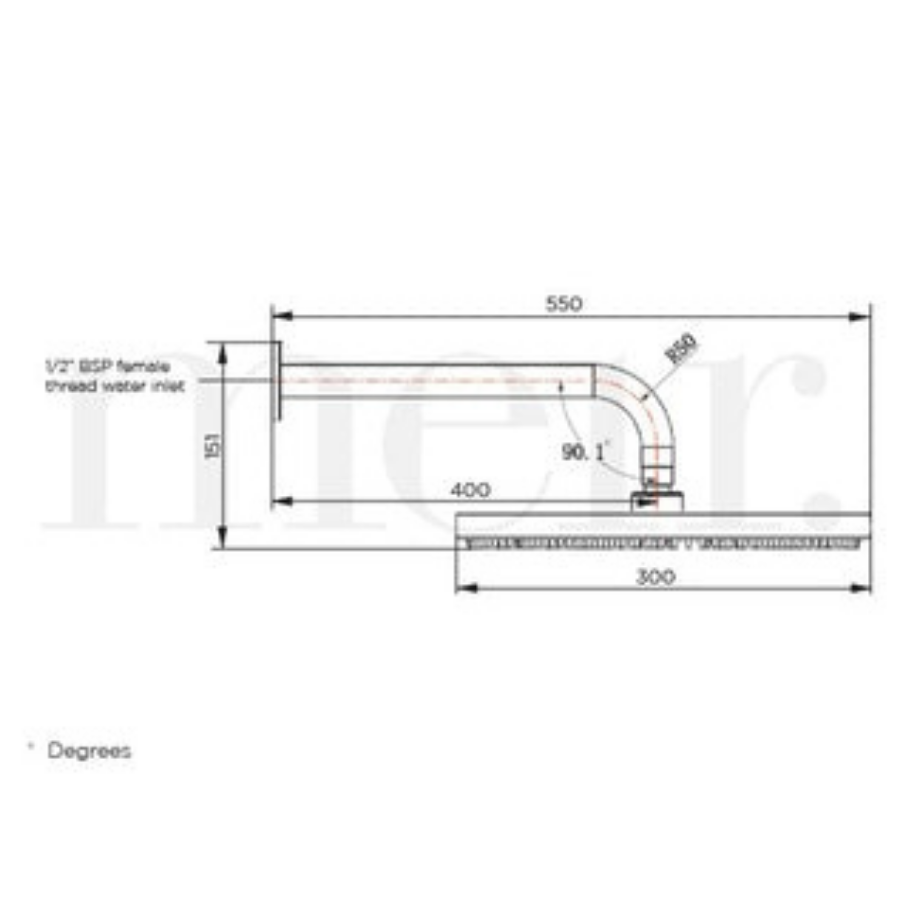 Meir Round Wall Shower 300mm Rose, 400mm Curved Arm Tiger Bronze