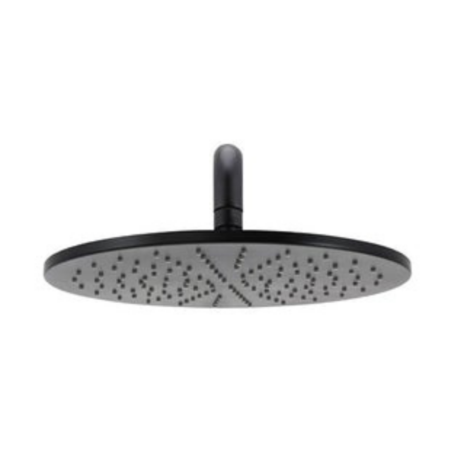 Meir Round Wall Shower 300mm Rose, 400mm Curved Arm Matte Black