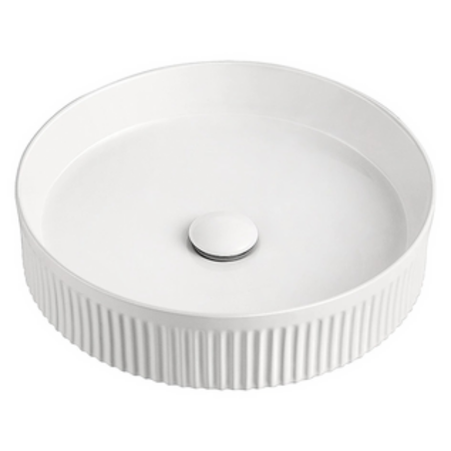 ADP Round Fluted Above Counter Basin White
