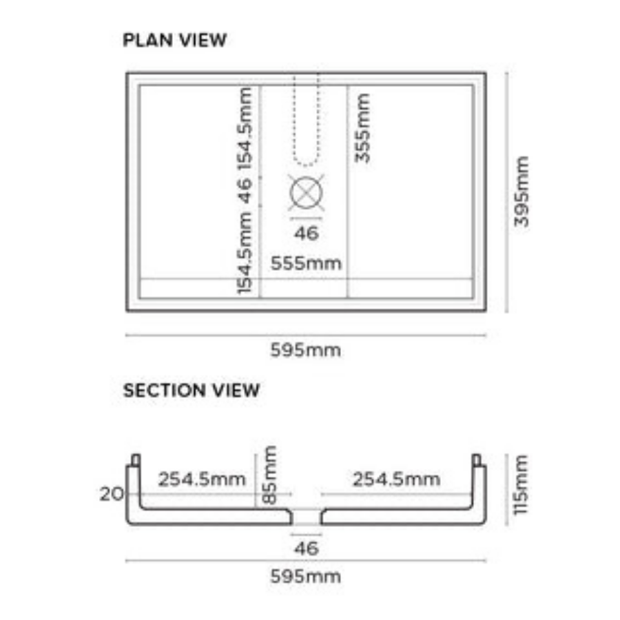 Nood Co Stepp Rectangle Basin Wall Hung Mint