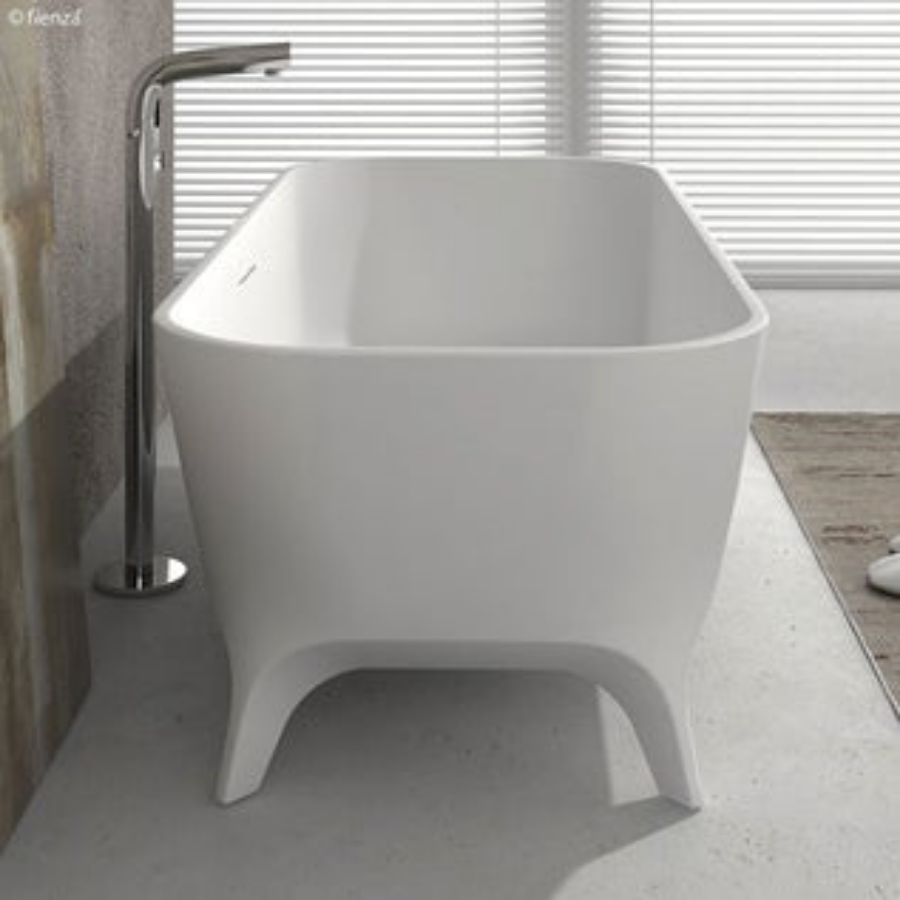 Fienza Hampton Matte White Stone Freestanding Bath 1600mm