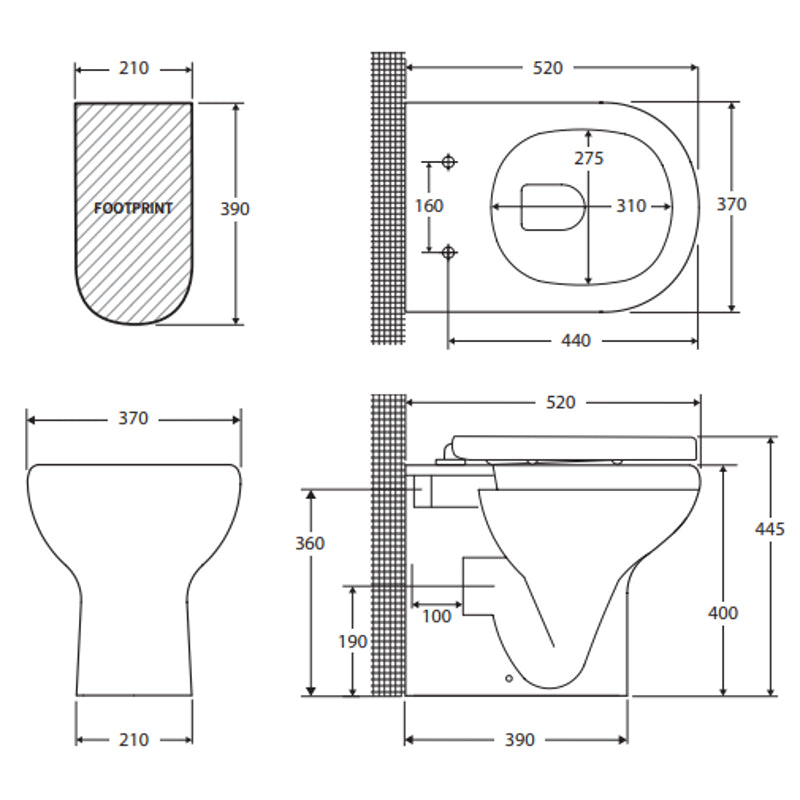 Fienza RAK Compact Wall-Faced Toilet Suite