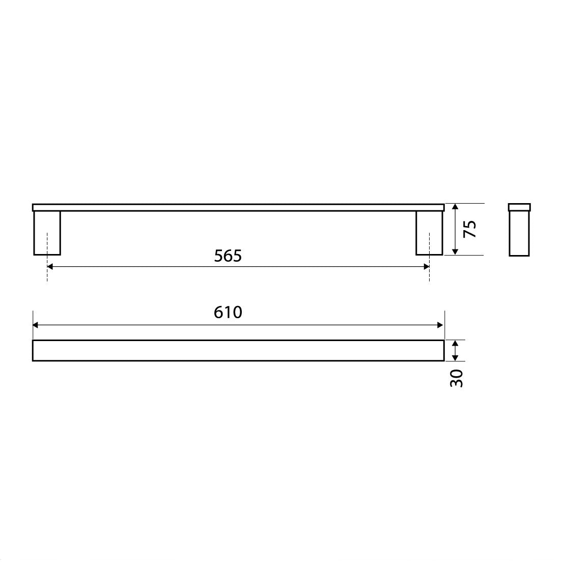 Fienza Koko Single Towel Rail, 610 mm, Matte Black