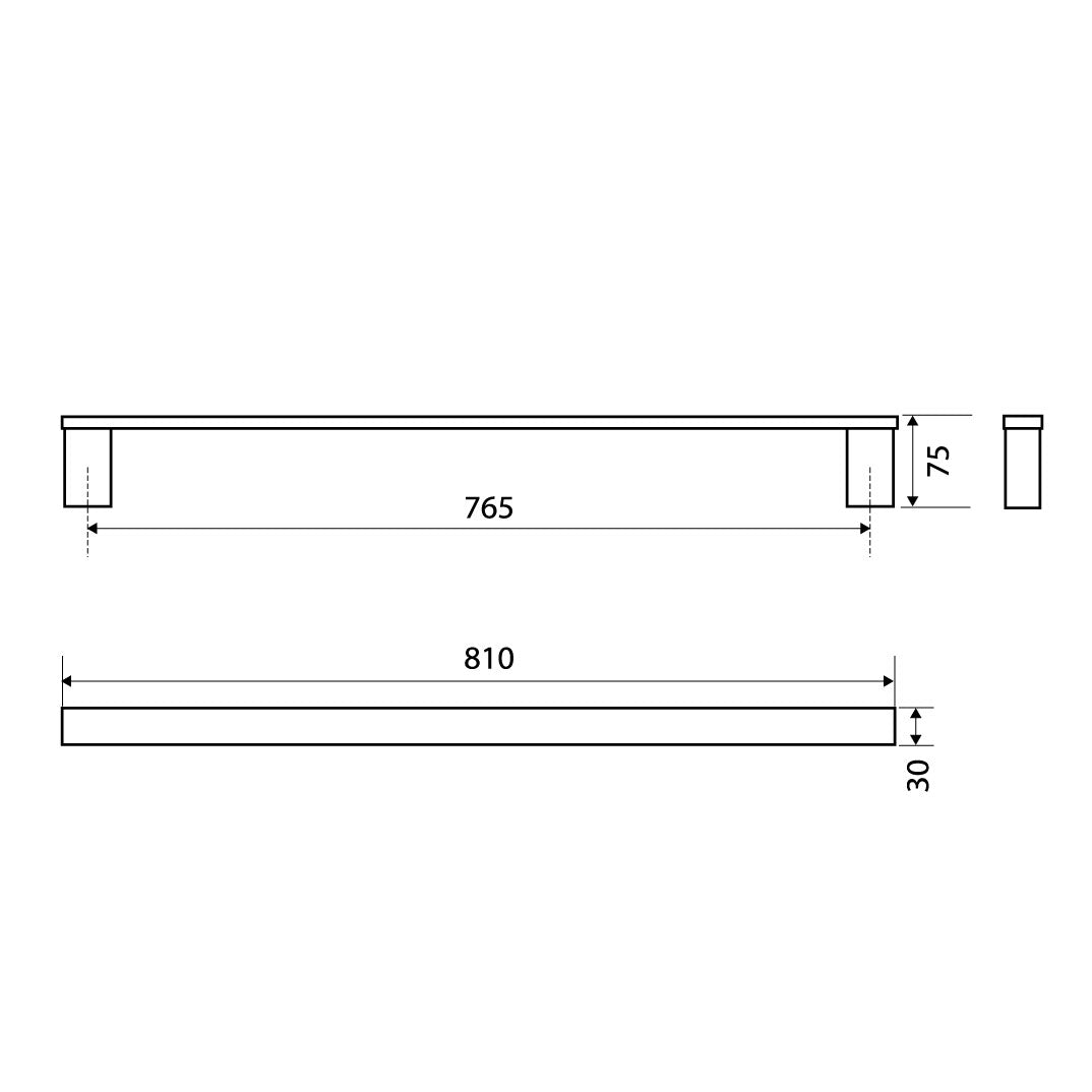 Fienza Koko Single Towel Rail, 810 mm, Matte Black