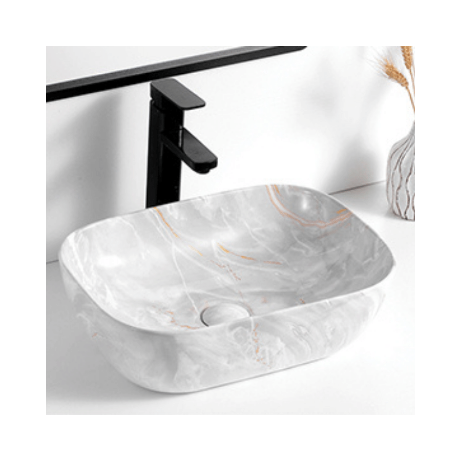 Vanity Basin - Deep Round edge - Marble Light