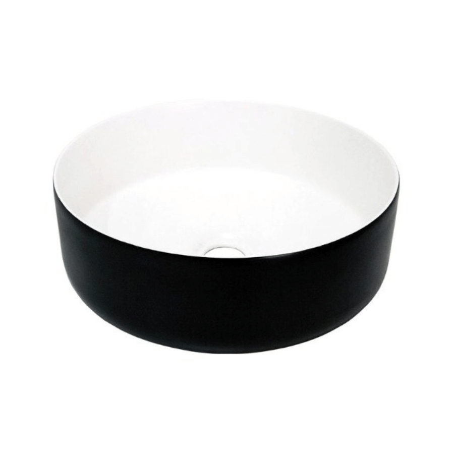 Vanity Basin - Deep Round - Inside Glossy white Outside Matte Black