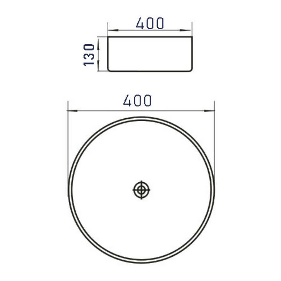 Vanity Basin - Deep Round - Inside Glossy white Outside Matte Black