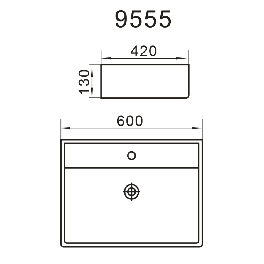 Vanity Basin - With Mixer Top - Matte Grey