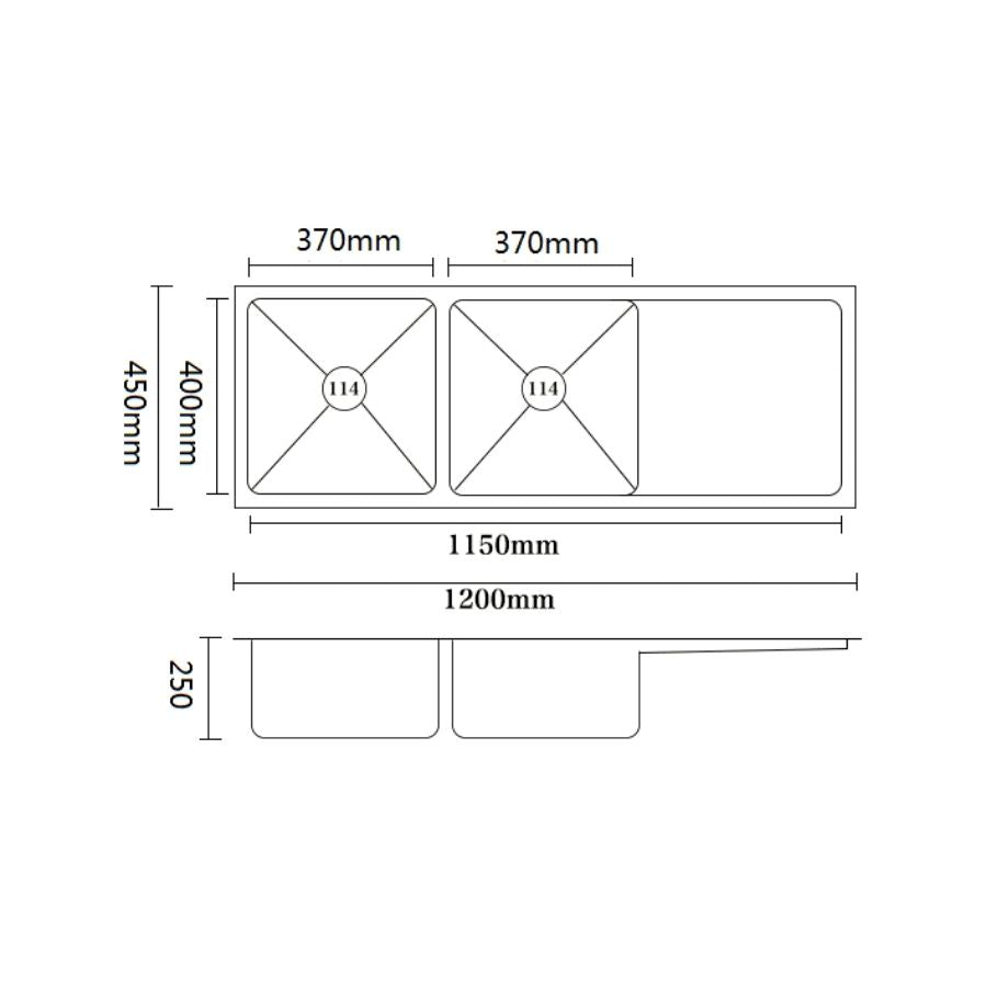 Tabi Undermount Double Bowl with Drainer
