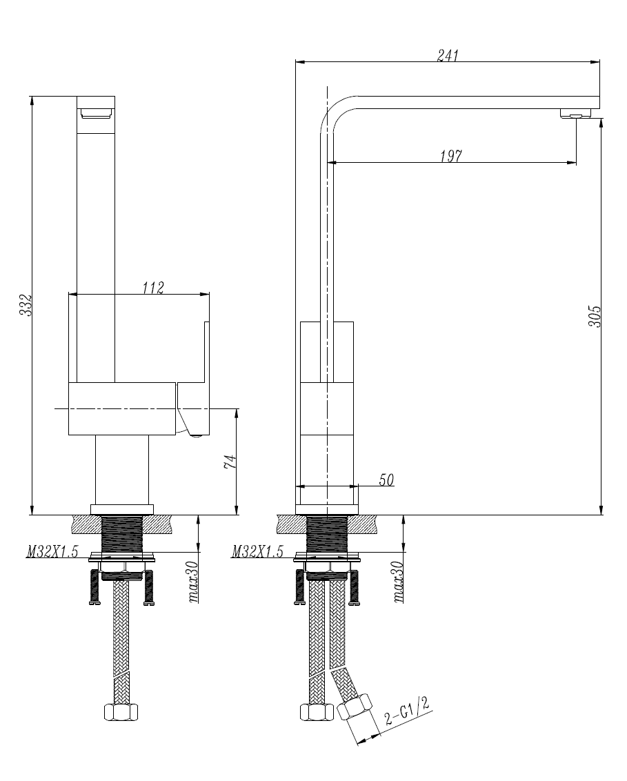 SQ Kitchen Mixer - Chrome