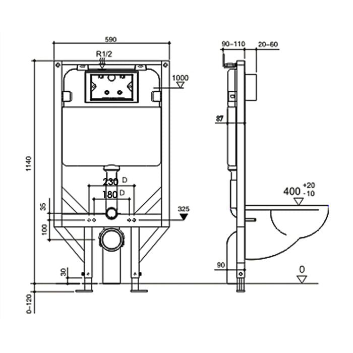 Geberit Alpha R&T Inwall Cistern Wall Hung