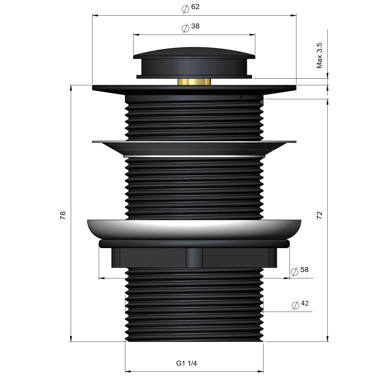 Meir 32mm Basin Pop-Up Waste - Matte Black