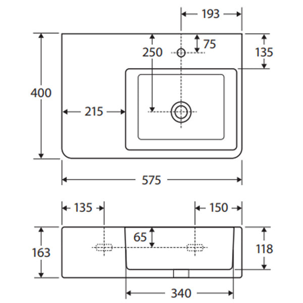 Fienza Delta Care Right-Hand Wall Basin