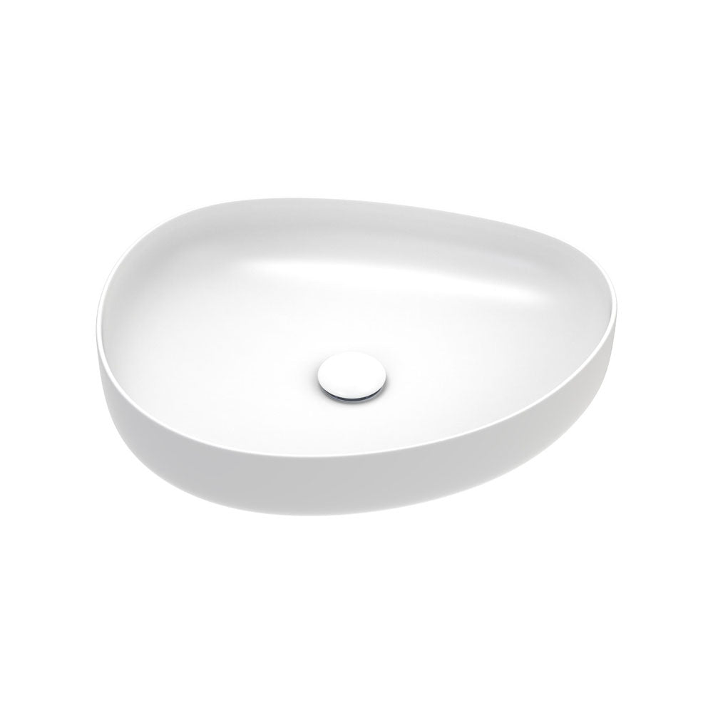 Pebble Medium Above Counter Basin, Matte White RB487W