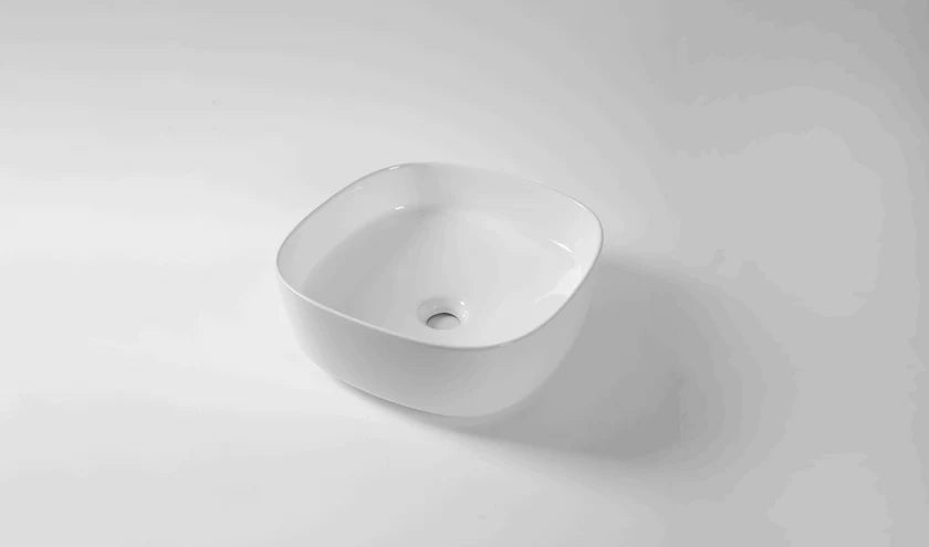 SQ-37 Square Above Counter Ceramic Basin – Gloss White