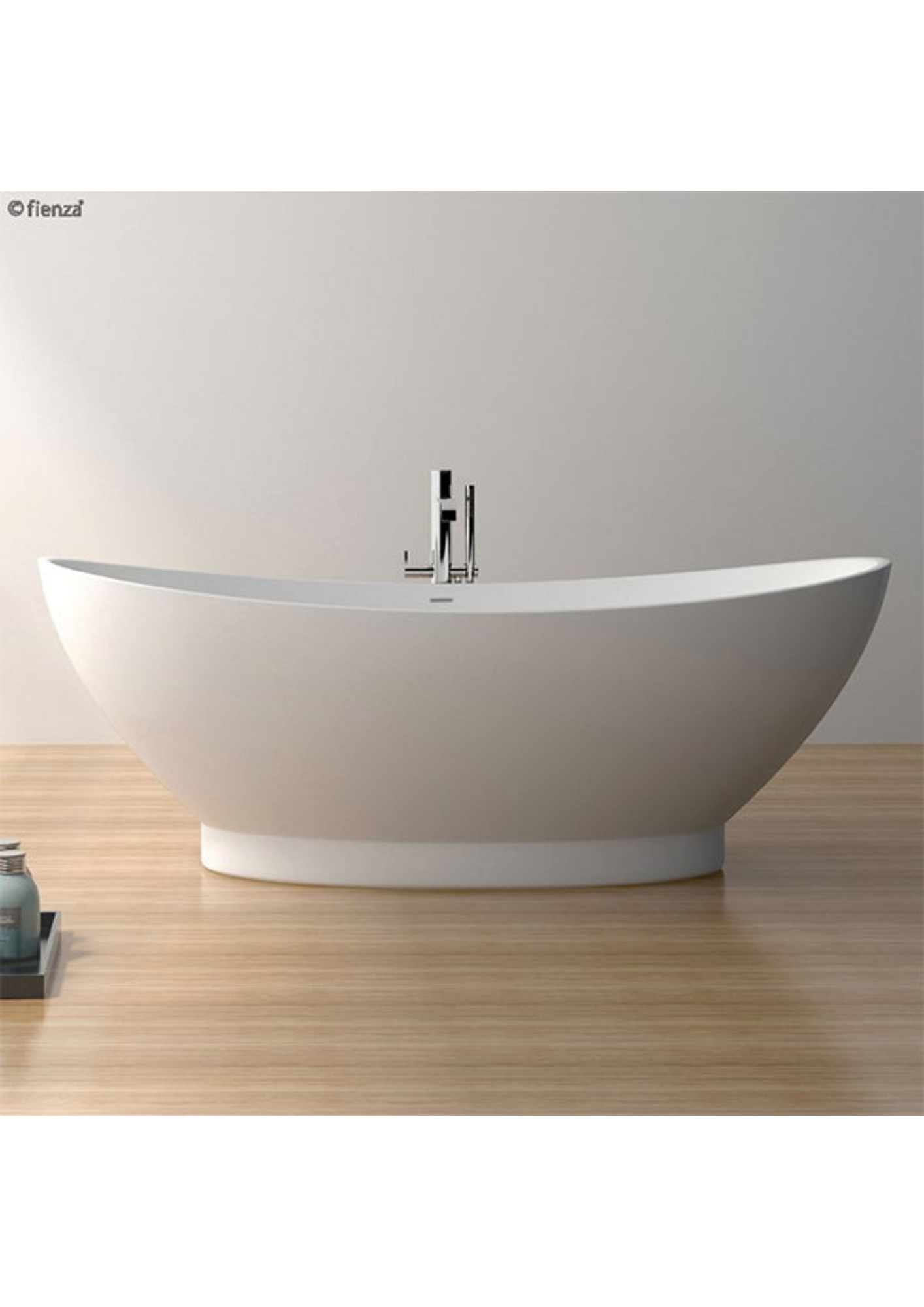 Fienza Antonia Matte White Stone Freestanding Bath 1550mm