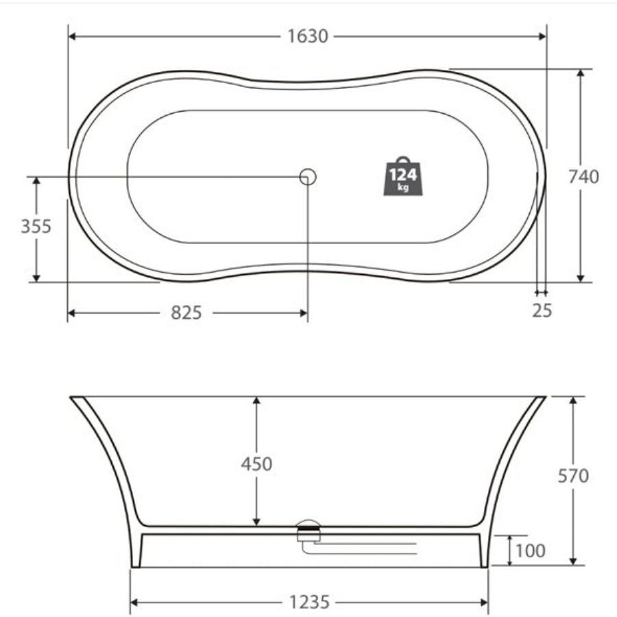 Fienza Orpheus Matte White Stone Freestanding Bath 1650mm