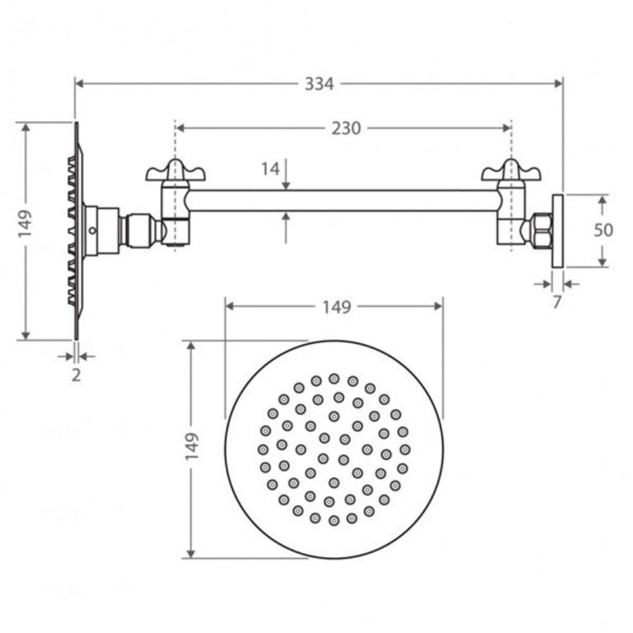 Fienza Slice Round Swivel Arm Wall Shower