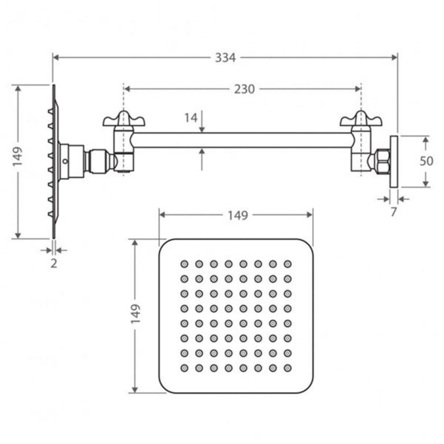 Fienza Slice Square Swivel Arm Wall Shower