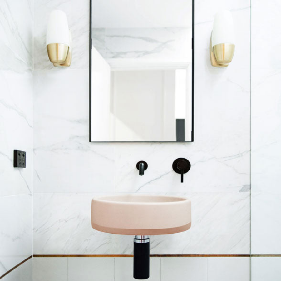 Nood Co Bowl Basin Two Tone Wall Hung Blush Pink