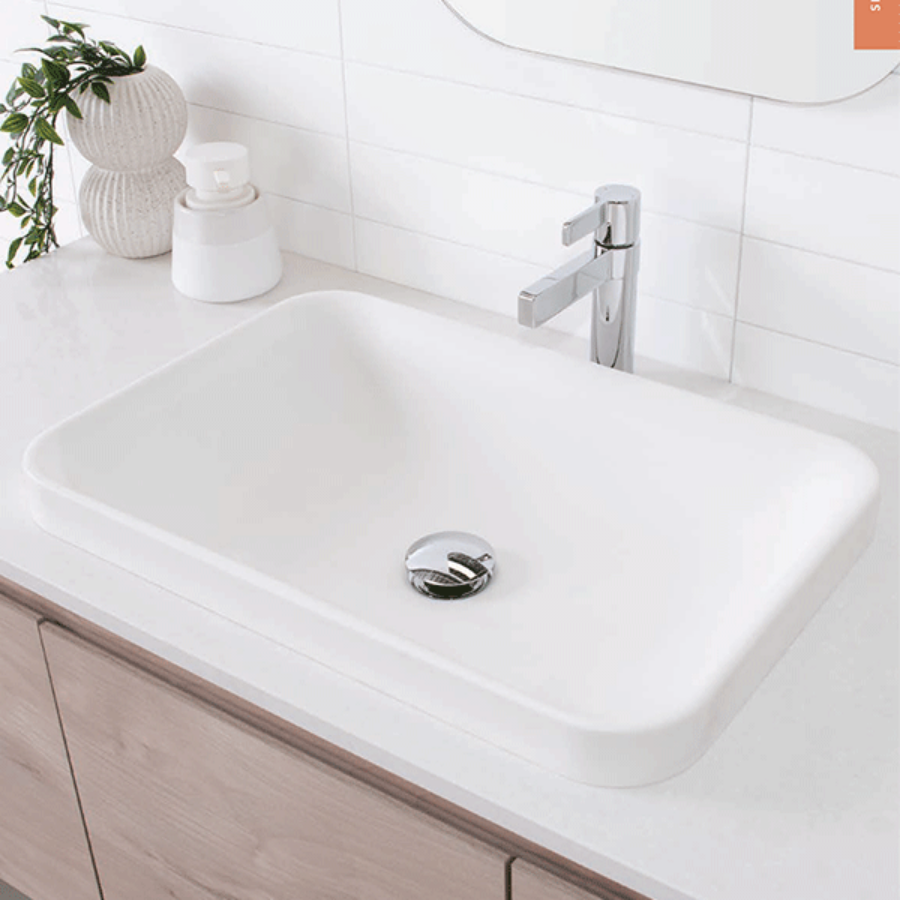 ADP Pride Solid Surface Semi-Inset Basin White