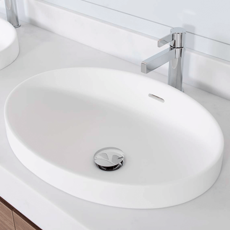 ADP Ozera Semi Inset Solid Surface Basin White