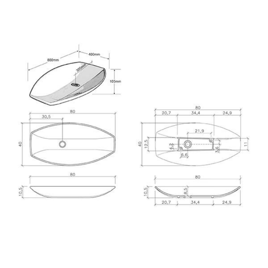 ADP Lapollo Above Counter Basin White