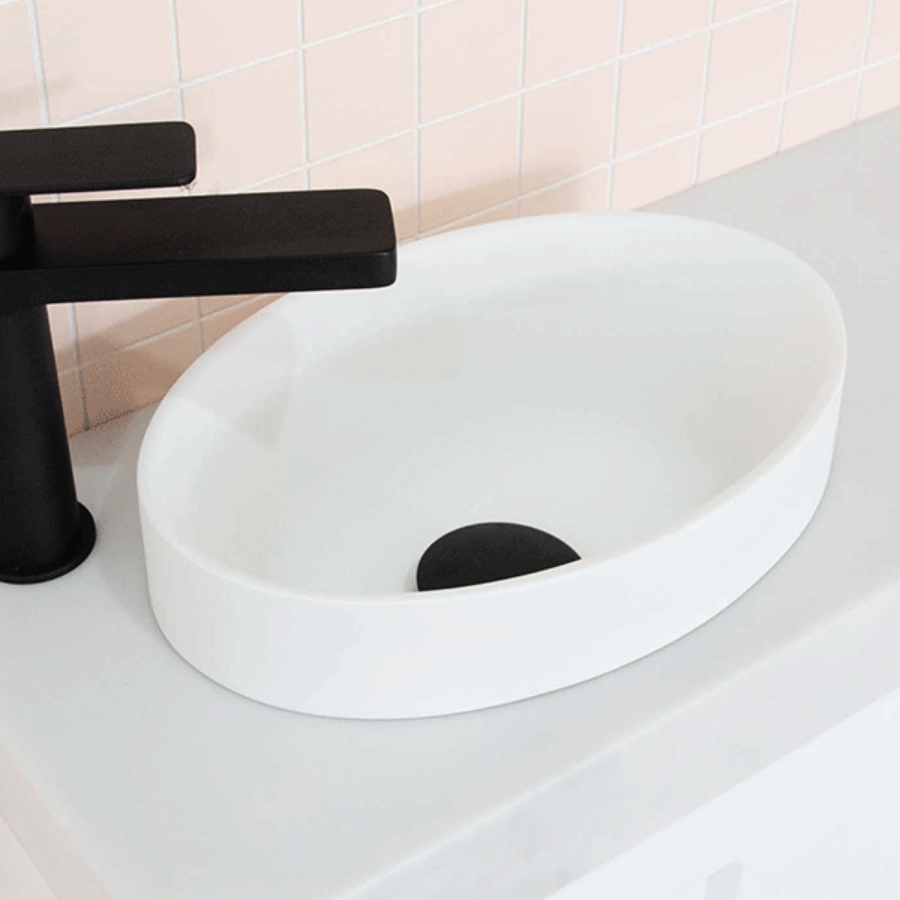 ADP Joy Semi Inset Solid Surface Basin White
