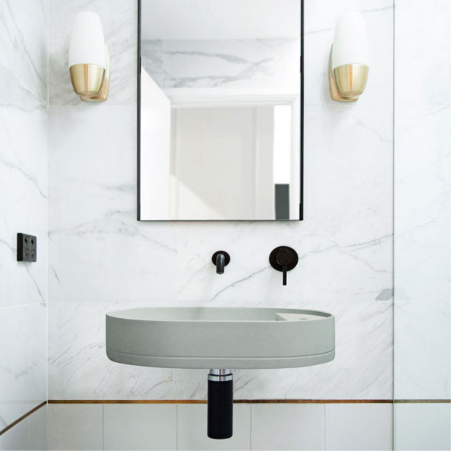 Nood Co Shelf Oval Wall Hung Basin Sky Grey