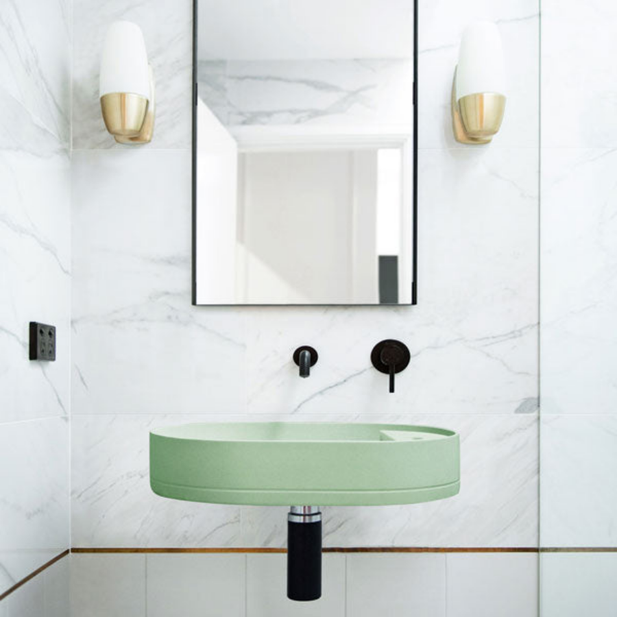 Nood Co Shelf Oval Wall Hung Basin Mint