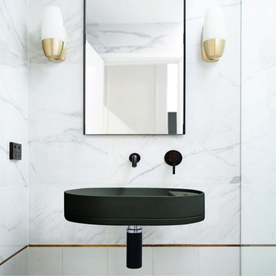 Nood Co Shelf Oval Wall Hung Basin Charcoal