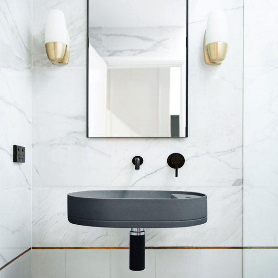 Nood Co Shelf Oval Wall Hung Basin Copan Blue