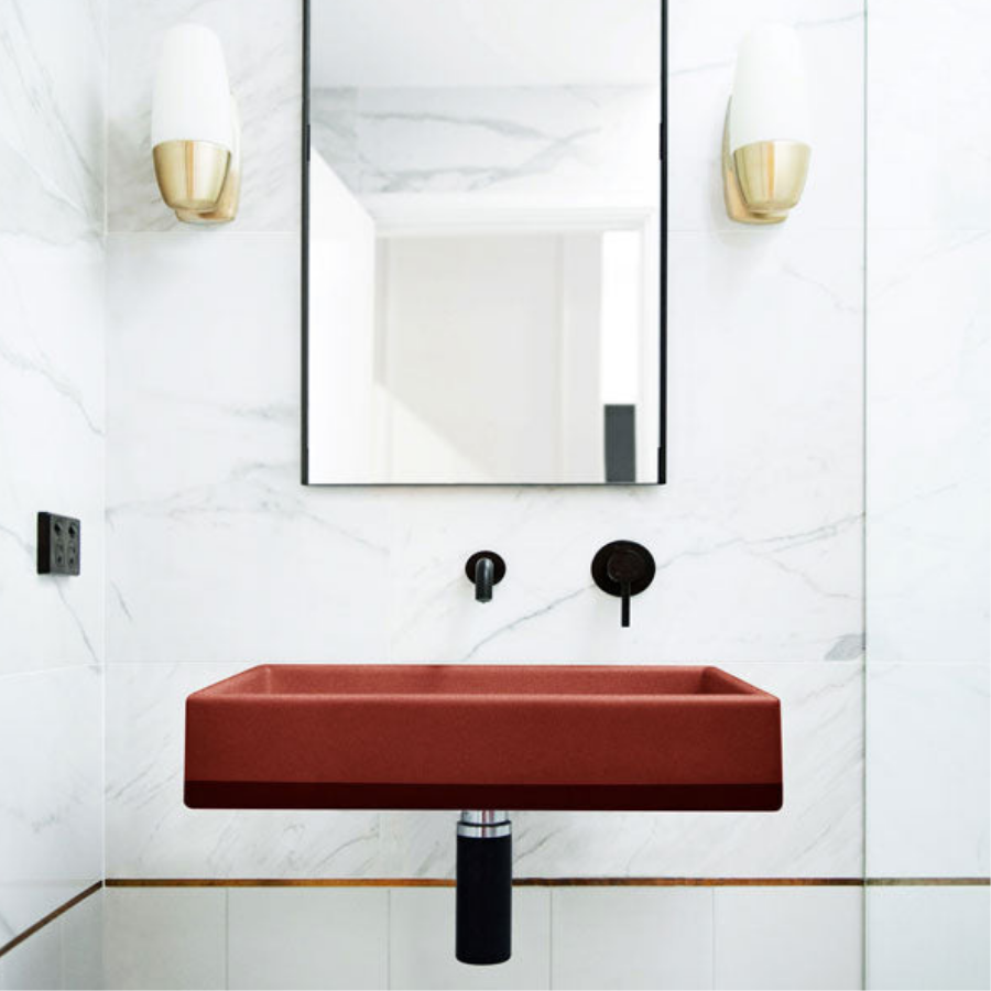 Nood Co Box Basin Two Tone Wall Hung Clay