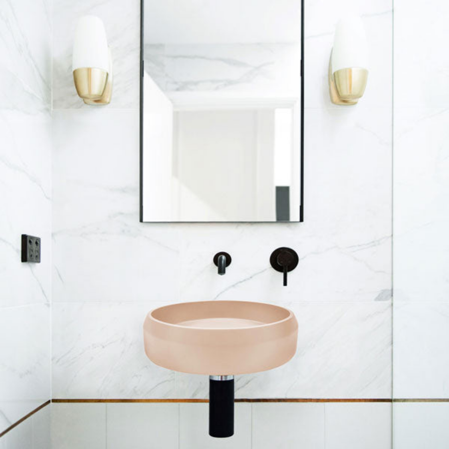 Nood Co Prism Basin Circle Wall Hung Pastel Peach