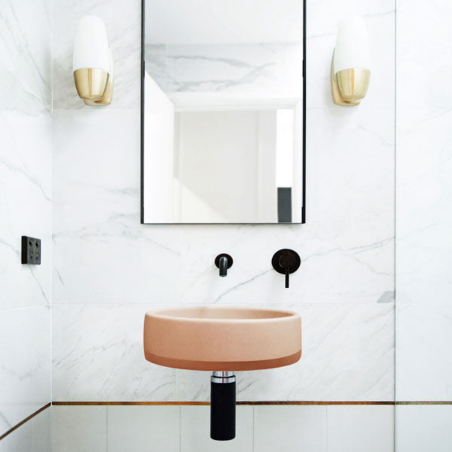 Nood Co Bowl Basin Two Tone Wall Hung Pastel Peach