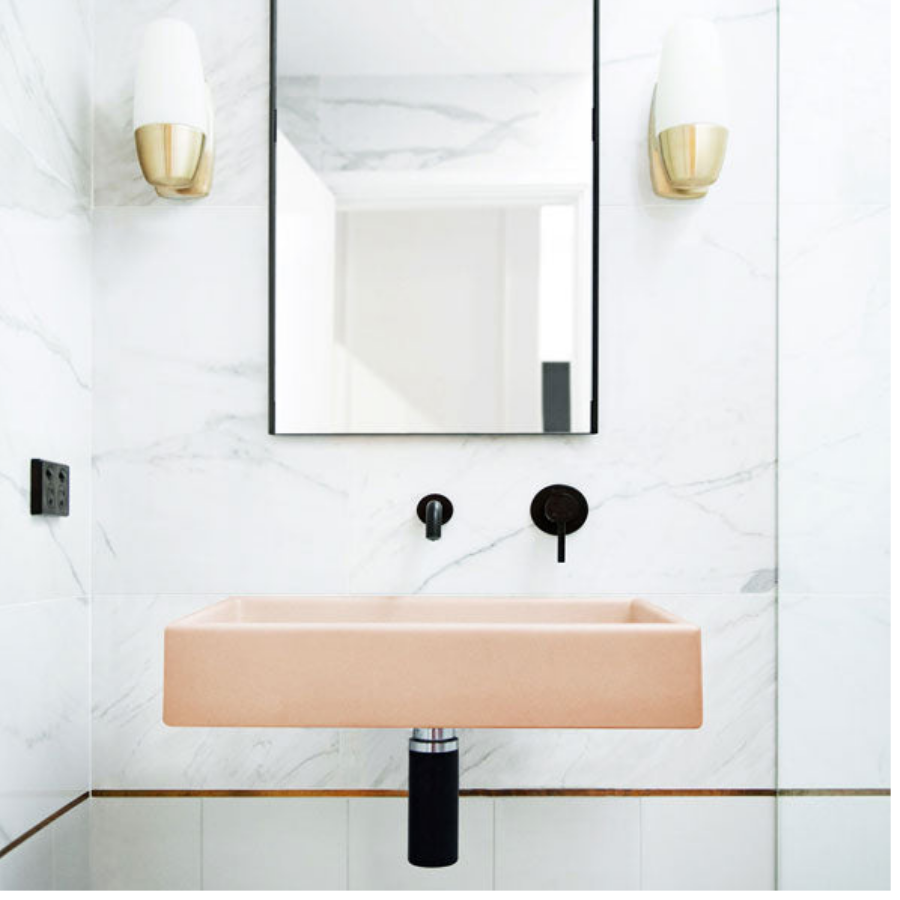 Nood Co Box Basin Wall Hung Pastel Peach