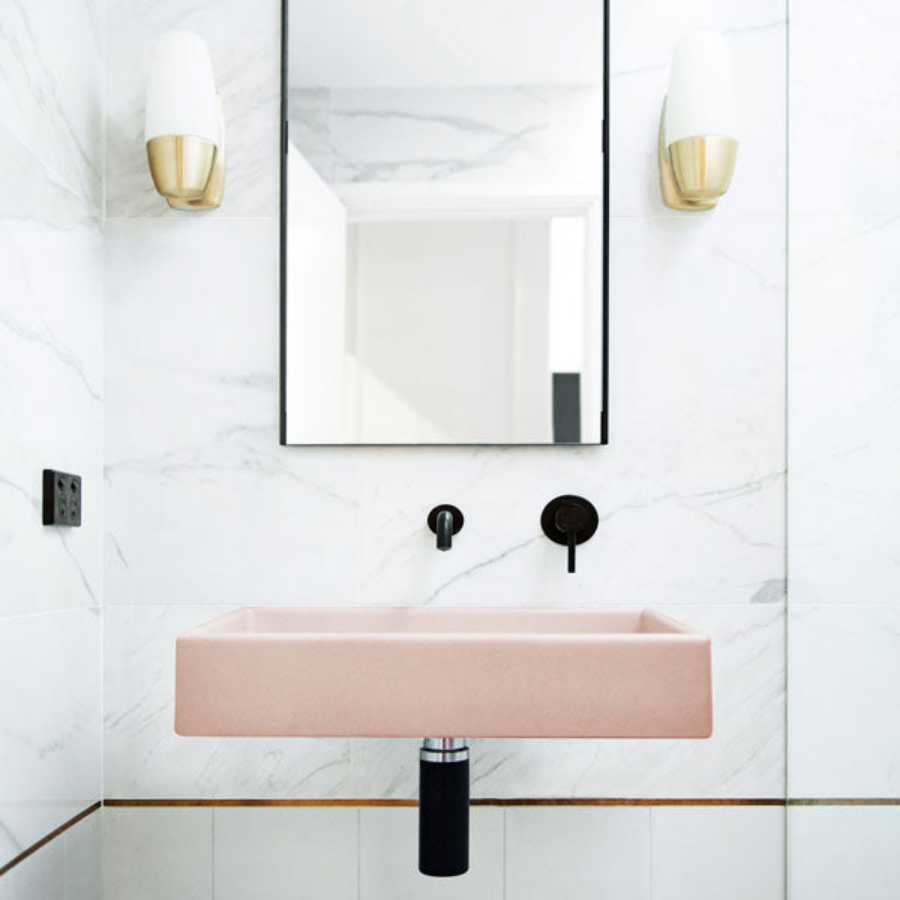 Nood Co Box Basin Wall Hung Blush Pink