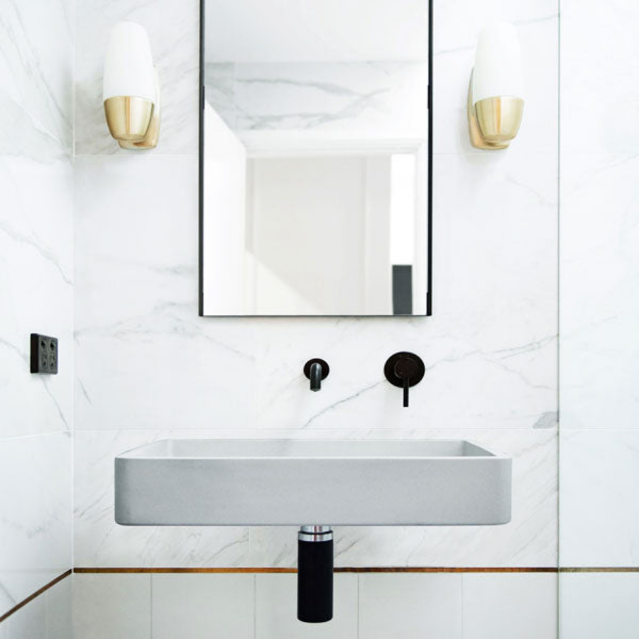 Nood Co Vesl Rectangle Basin Wall Hung Sky Grey