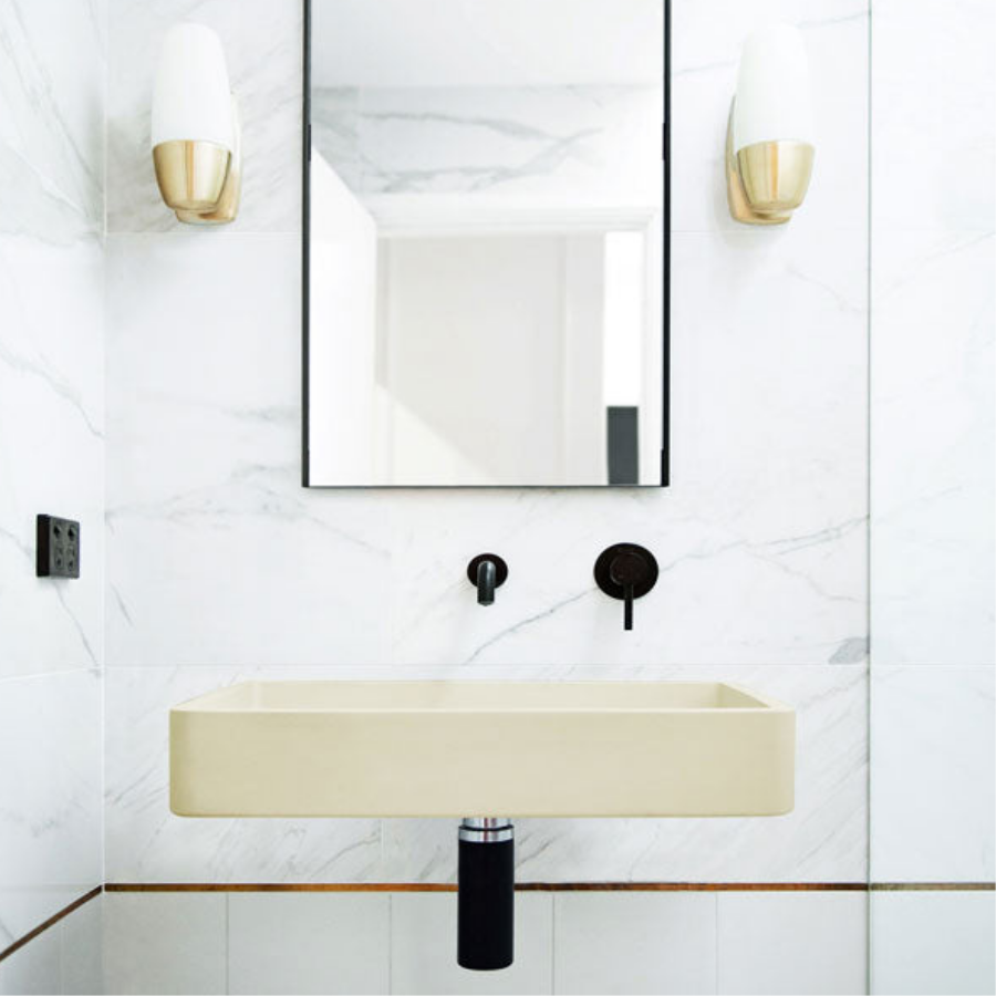 Nood Co Vesl Rectangle Basin Wall Hung Custard