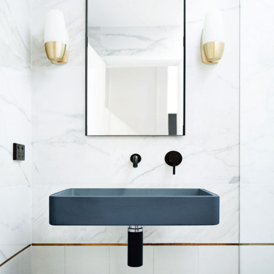 Nood Co Vesl Rectangle Basin Wall Hung Copan Blue